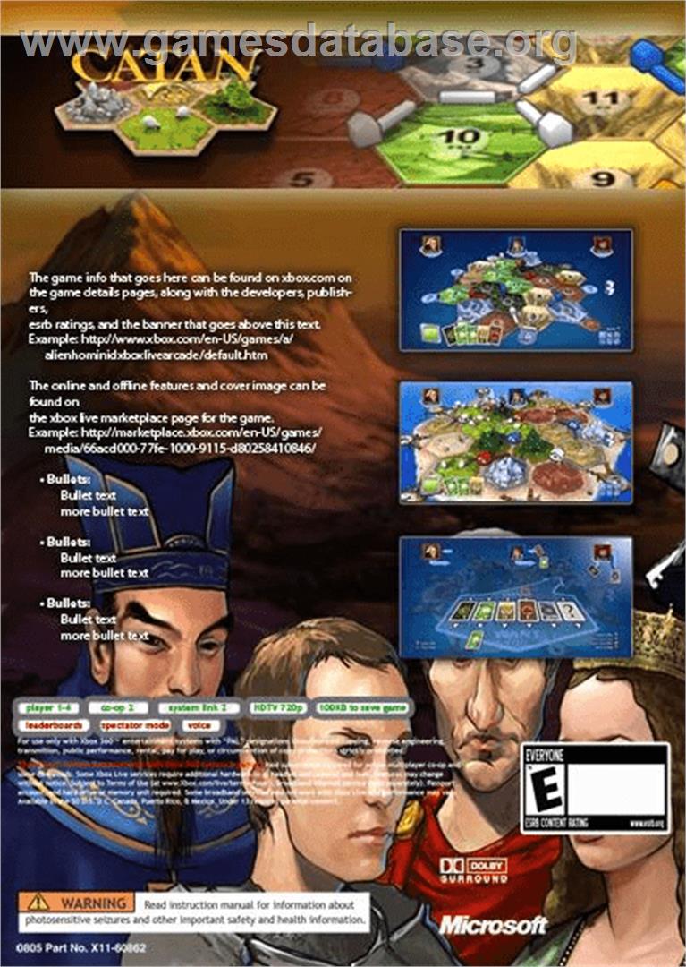 Catan - Microsoft Xbox 360 - Artwork - Box Back