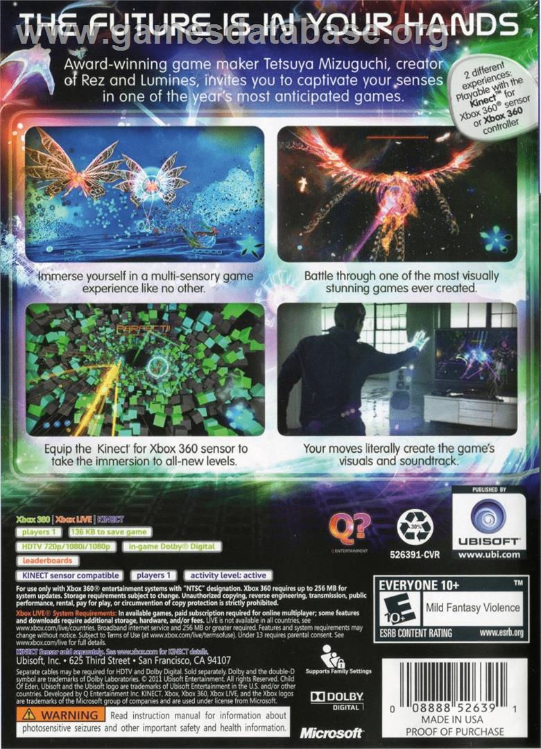Child of Eden - Microsoft Xbox 360 - Artwork - Box Back