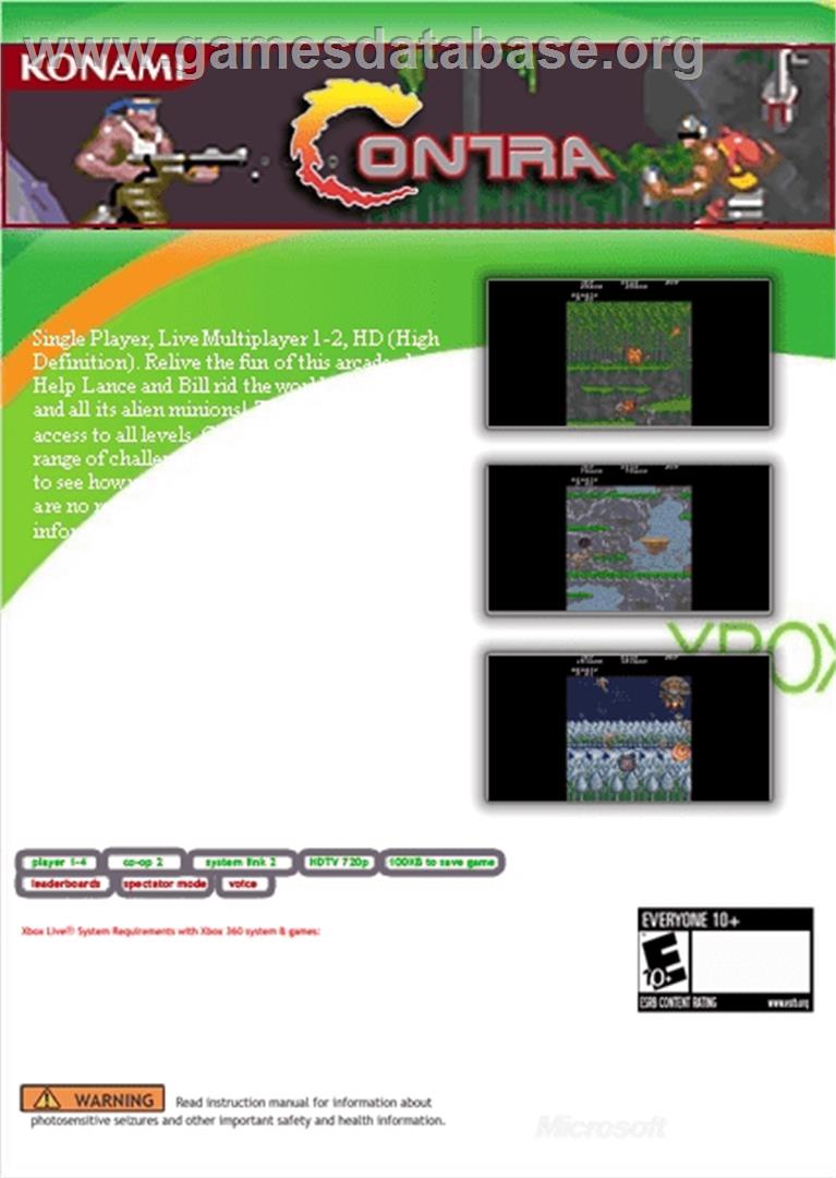 Contra - Microsoft Xbox 360 - Artwork - Box Back