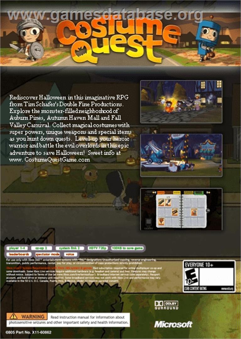 Costume Quest - Microsoft Xbox 360 - Artwork - Box Back