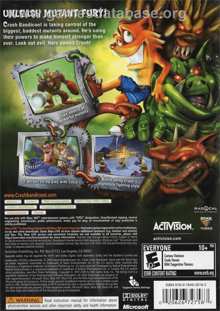 Crash - Génération Mutant - Microsoft Xbox 360 - Artwork - Box Back
