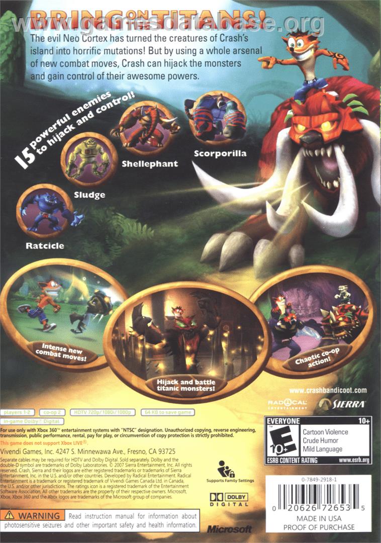 Crash Of The Titans - Microsoft Xbox 360 - Artwork - Box Back