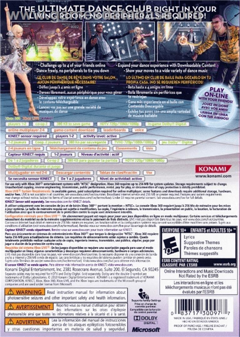 Dance Evolution - Microsoft Xbox 360 - Artwork - Box Back