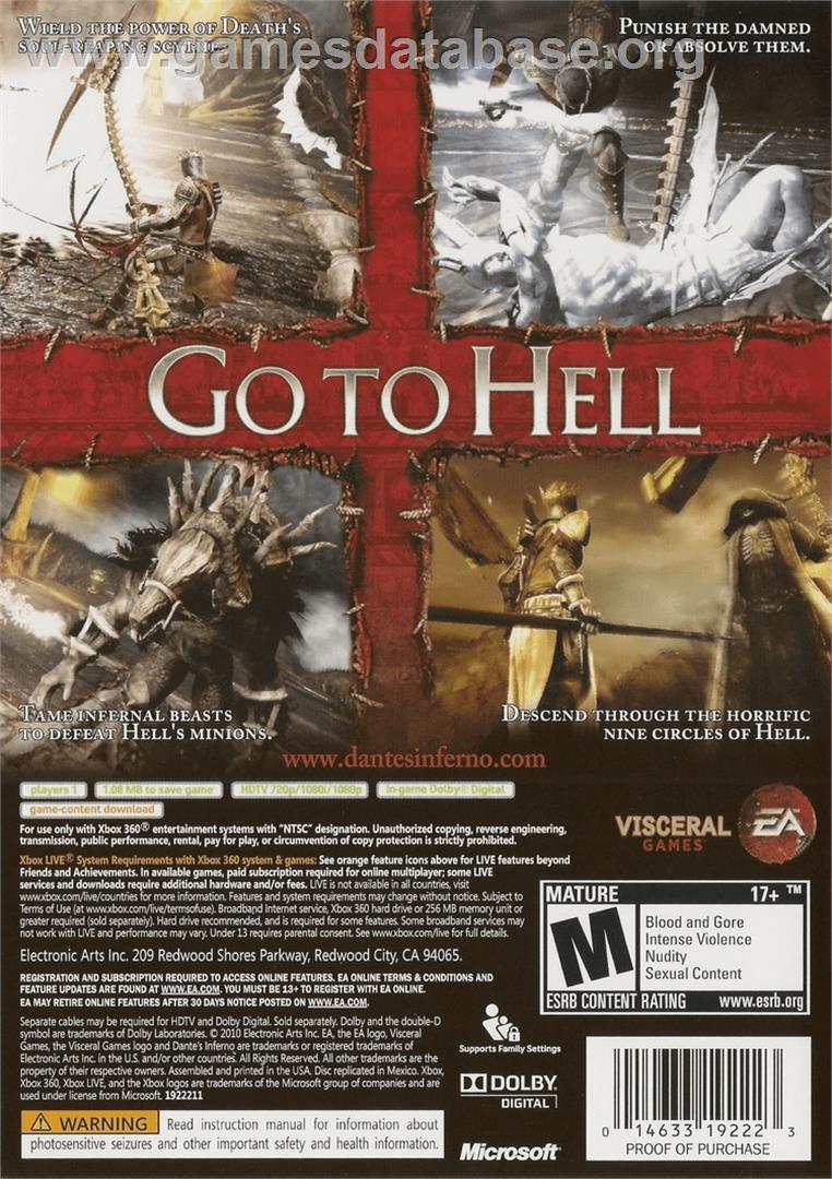 Dante's Inferno - Microsoft Xbox 360 - Artwork - Box Back