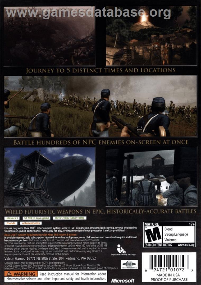 Darkest Of Days - Microsoft Xbox 360 - Artwork - Box Back