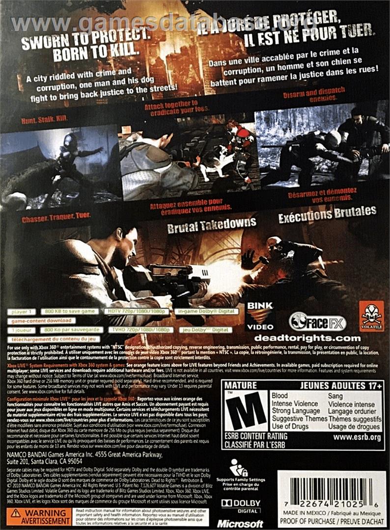 Dead To Rights - Retribution - Microsoft Xbox 360 - Artwork - Box Back