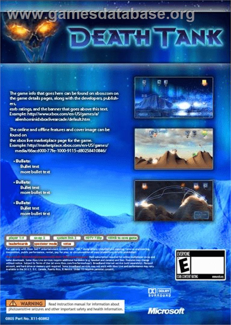 Death Tank - Microsoft Xbox 360 - Artwork - Box Back
