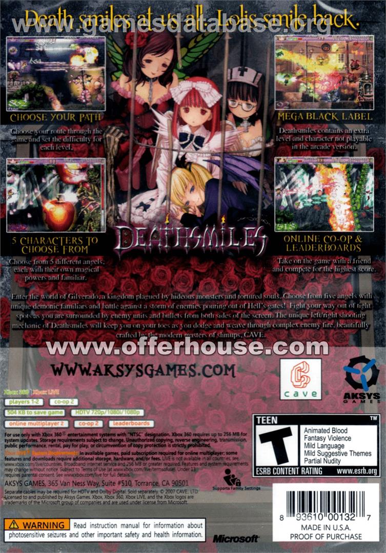 Deathsmiles - Microsoft Xbox 360 - Artwork - Box Back