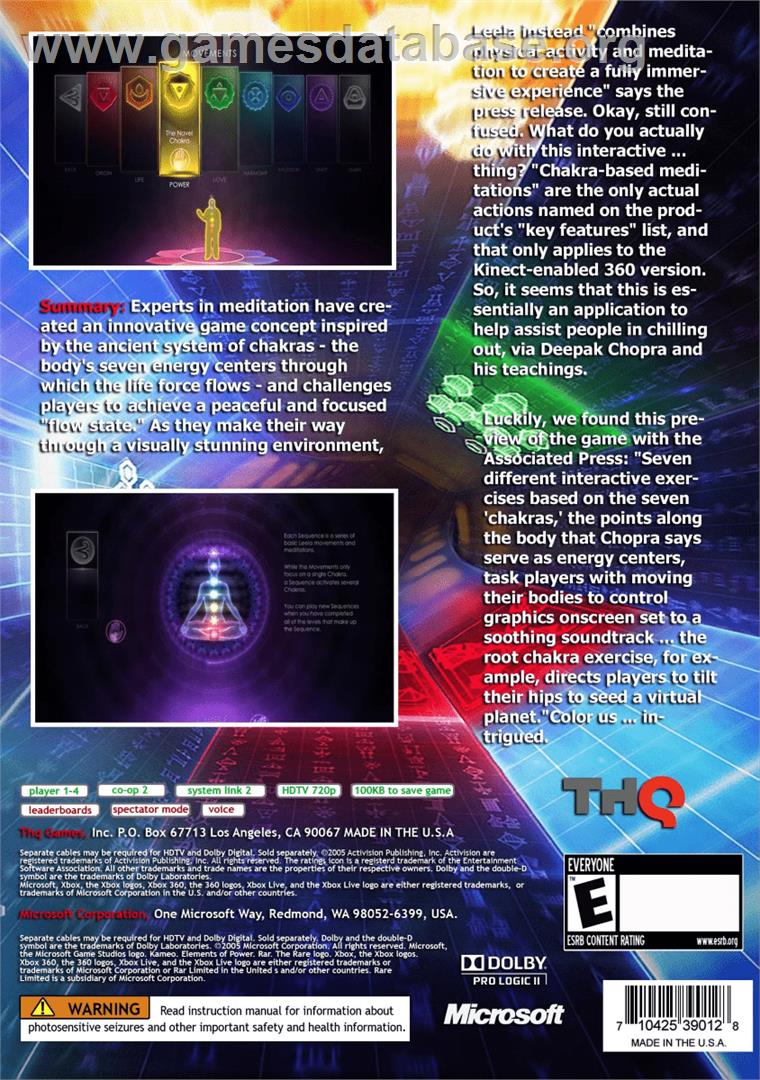 Deepak Chopras Leela - Microsoft Xbox 360 - Artwork - Box Back