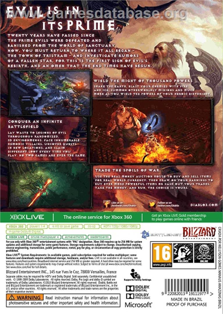Diablo 3 - Microsoft Xbox 360 - Artwork - Box Back
