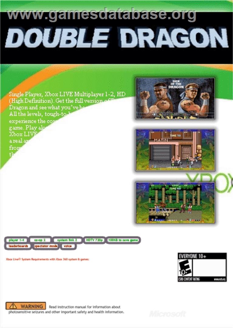 Double Dragon - Microsoft Xbox 360 - Artwork - Box Back