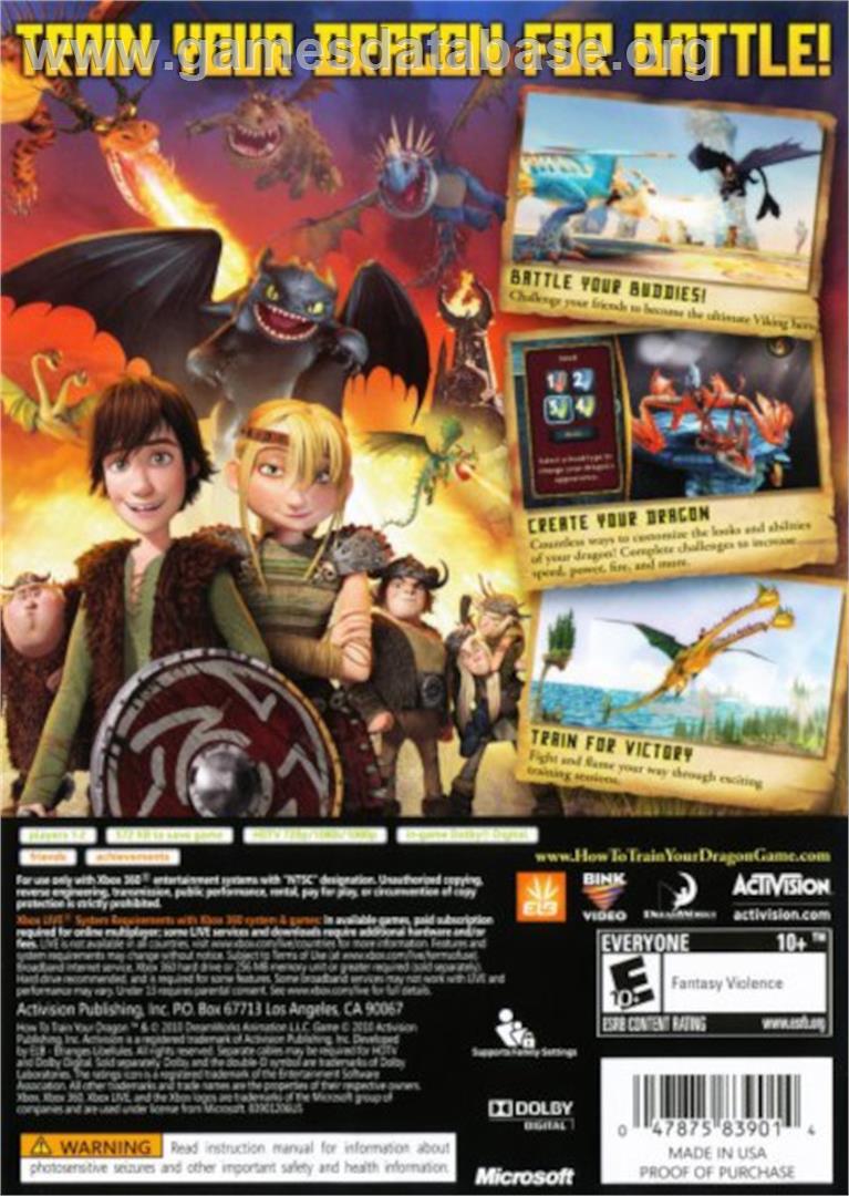 DreamWorks How to Train Your Dragon - Microsoft Xbox 360 - Artwork - Box Back