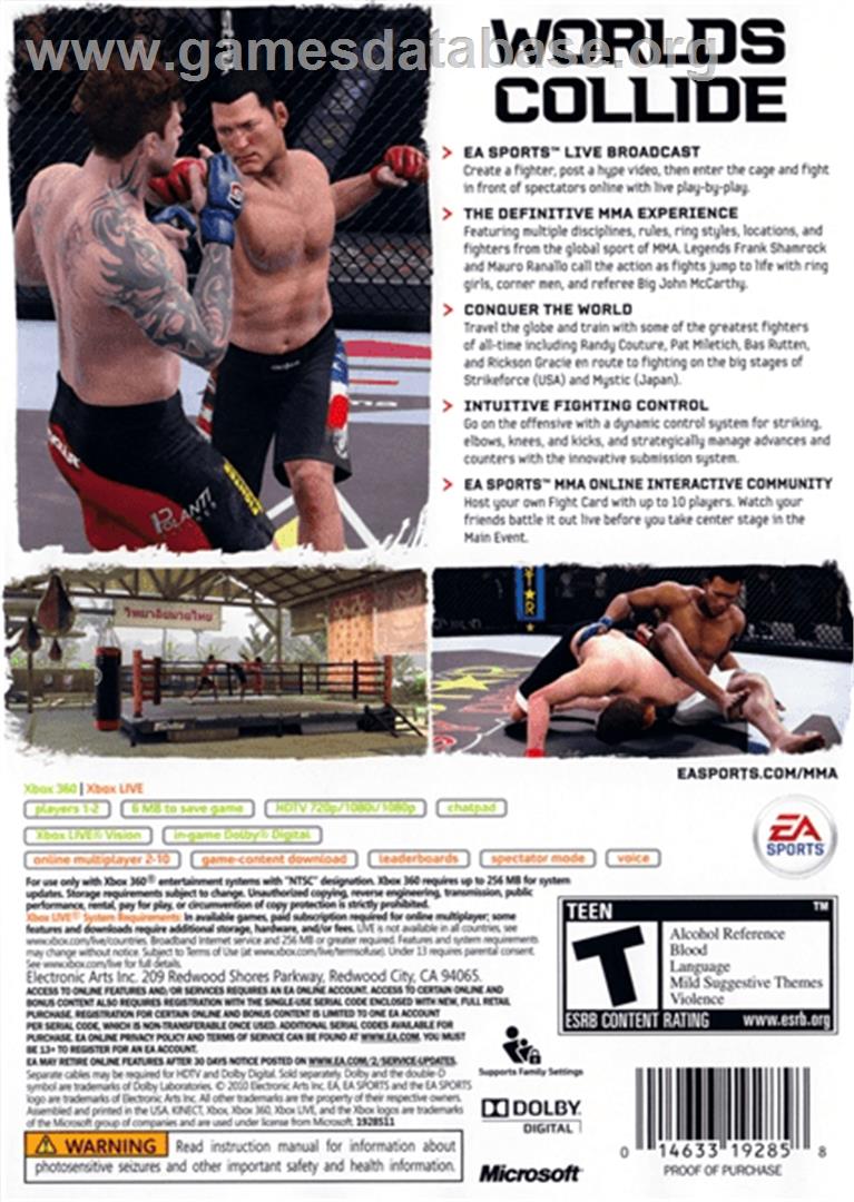 EA SPORTS MMA - Microsoft Xbox 360 - Artwork - Box Back