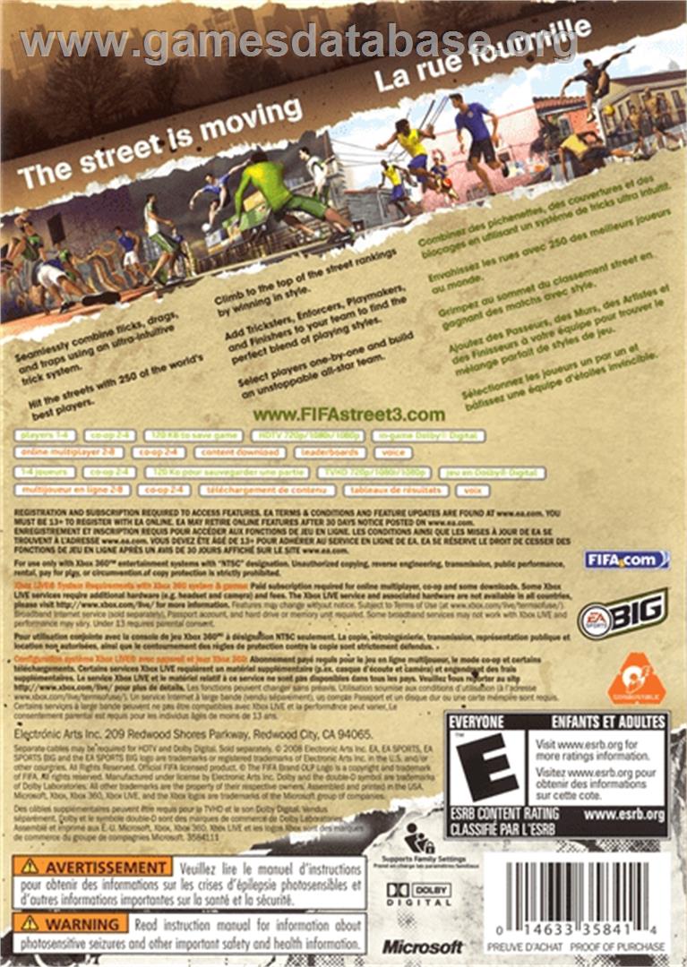 FIFA Street 3 - Microsoft Xbox 360 - Artwork - Box Back