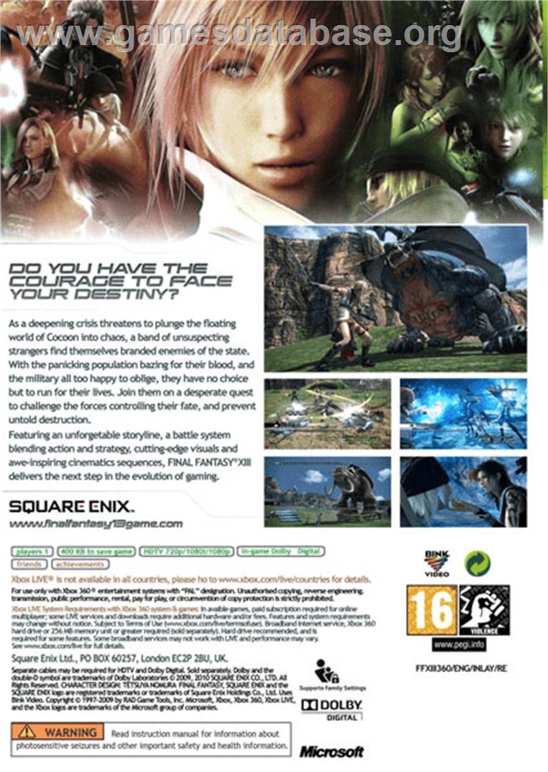 FINAL FANTASY XI - Microsoft Xbox 360 - Artwork - Box Back