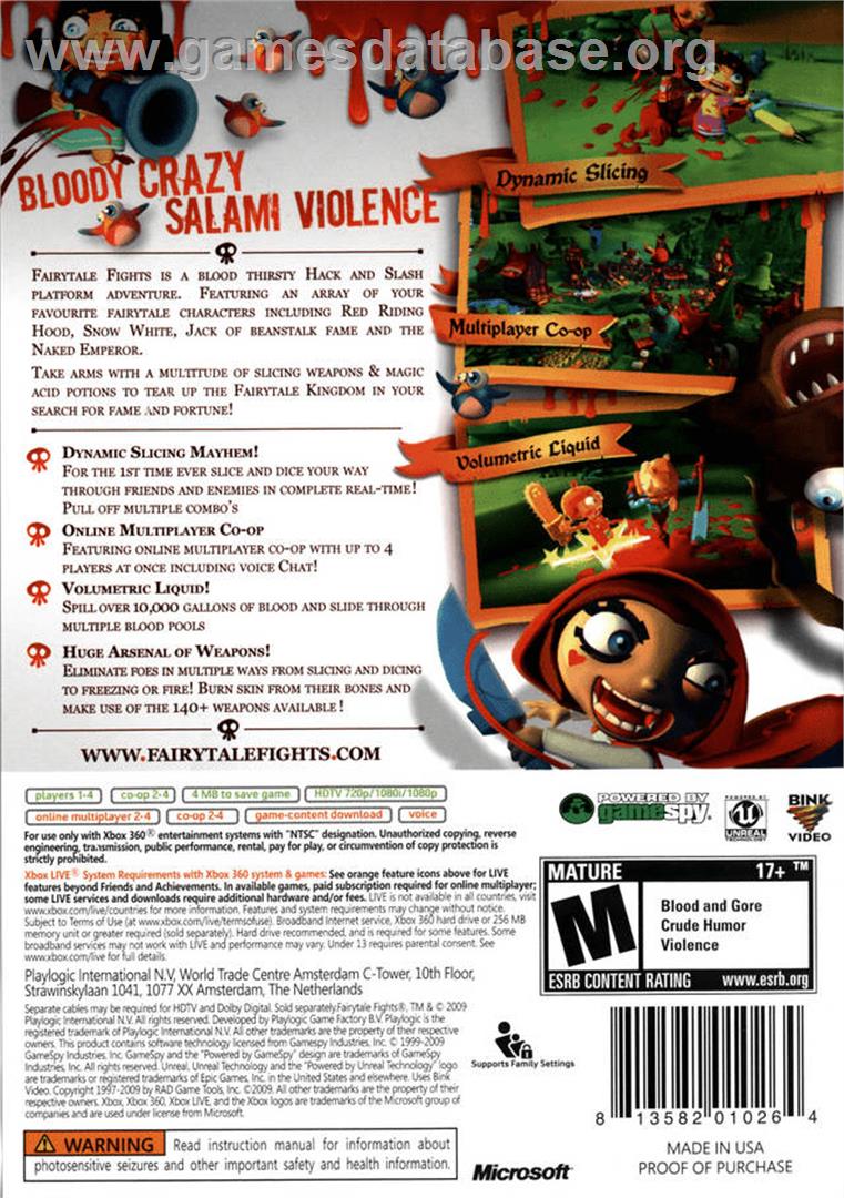 Fairytale Fights - Microsoft Xbox 360 - Artwork - Box Back