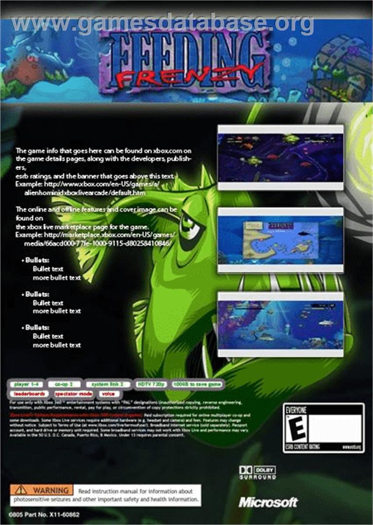 Feeding Frenzy - Microsoft Xbox 360 - Artwork - Box Back