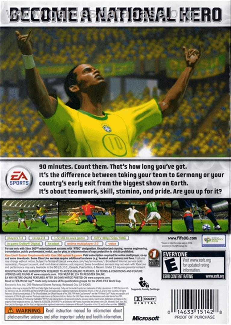 Fifa 06 - En Route Pour La Coupe Du Monde - Microsoft Xbox 360 - Artwork - Box Back