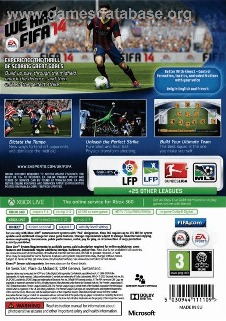 Fifa 14 - Microsoft Xbox 360 - Artwork - Box Back