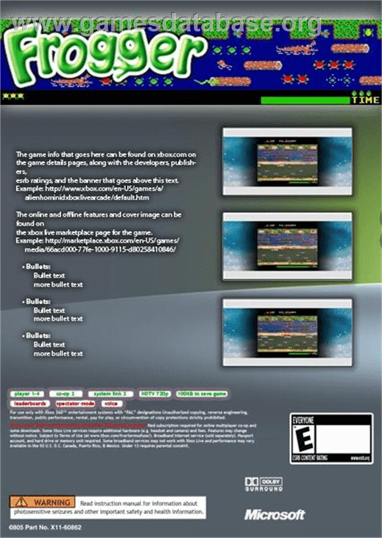 Frogger - Microsoft Xbox 360 - Artwork - Box Back