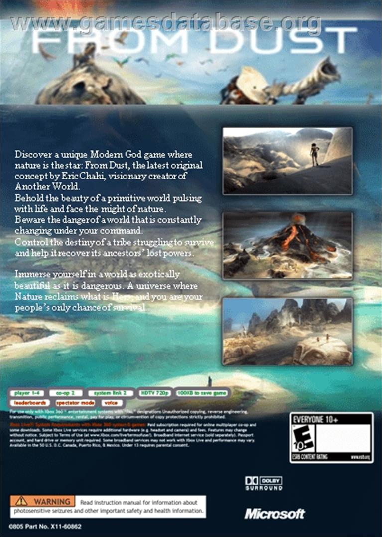 From Dust - Microsoft Xbox 360 - Artwork - Box Back