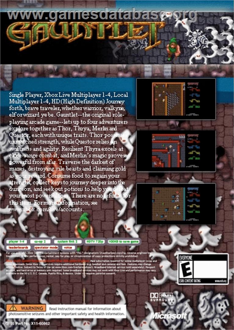 Gauntlet - Microsoft Xbox 360 - Artwork - Box Back