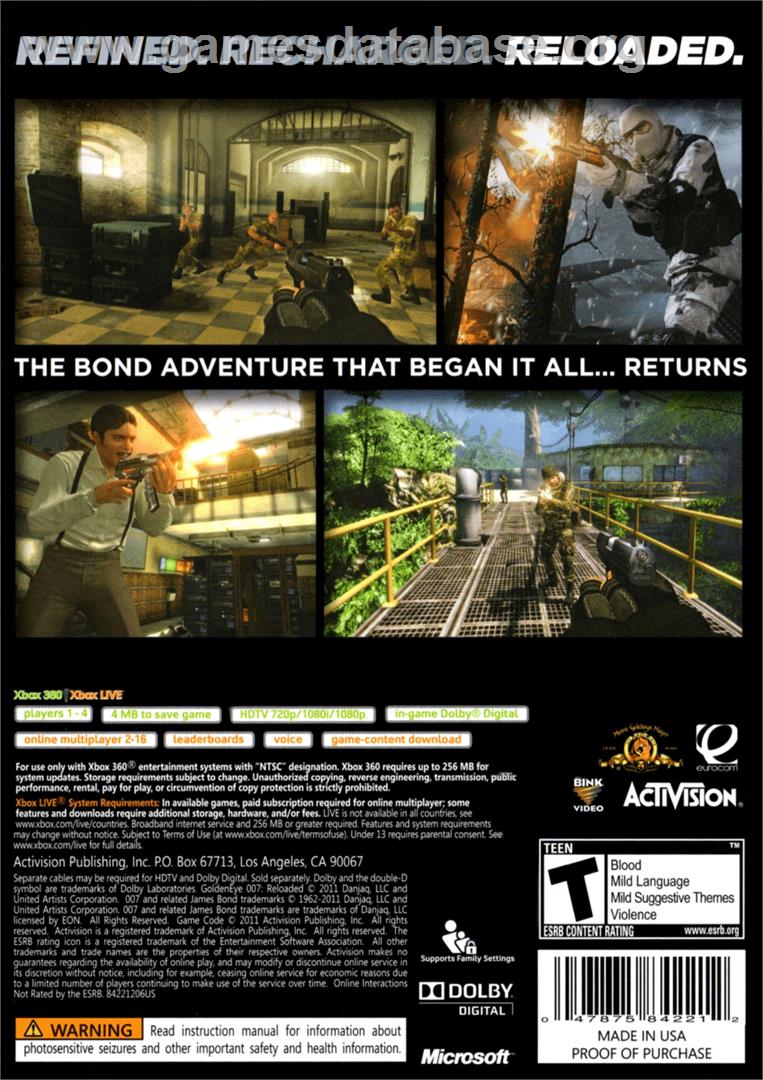 Goldeneye 007 Reloaded - Microsoft Xbox 360 - Artwork - Box Back