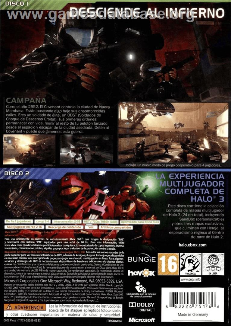 Halo 3 - Odst - Microsoft Xbox 360 - Artwork - Box Back
