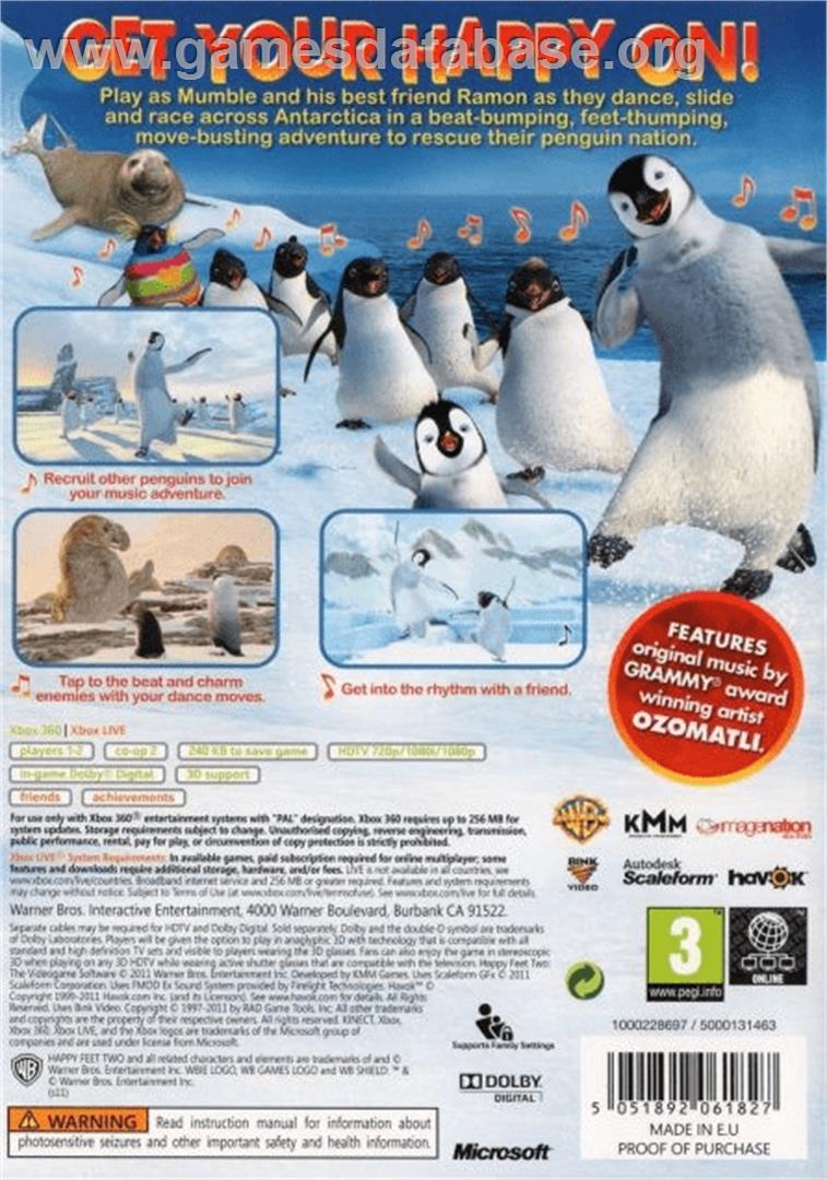 Happy Feet Two: The Videogame - Microsoft Xbox 360 - Artwork - Box Back