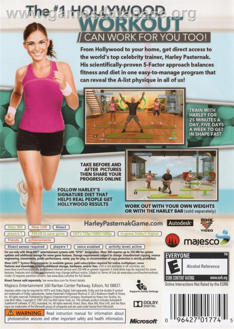 Harley Pasternaks Hollywood Workout - Microsoft Xbox 360 - Artwork - Box Back