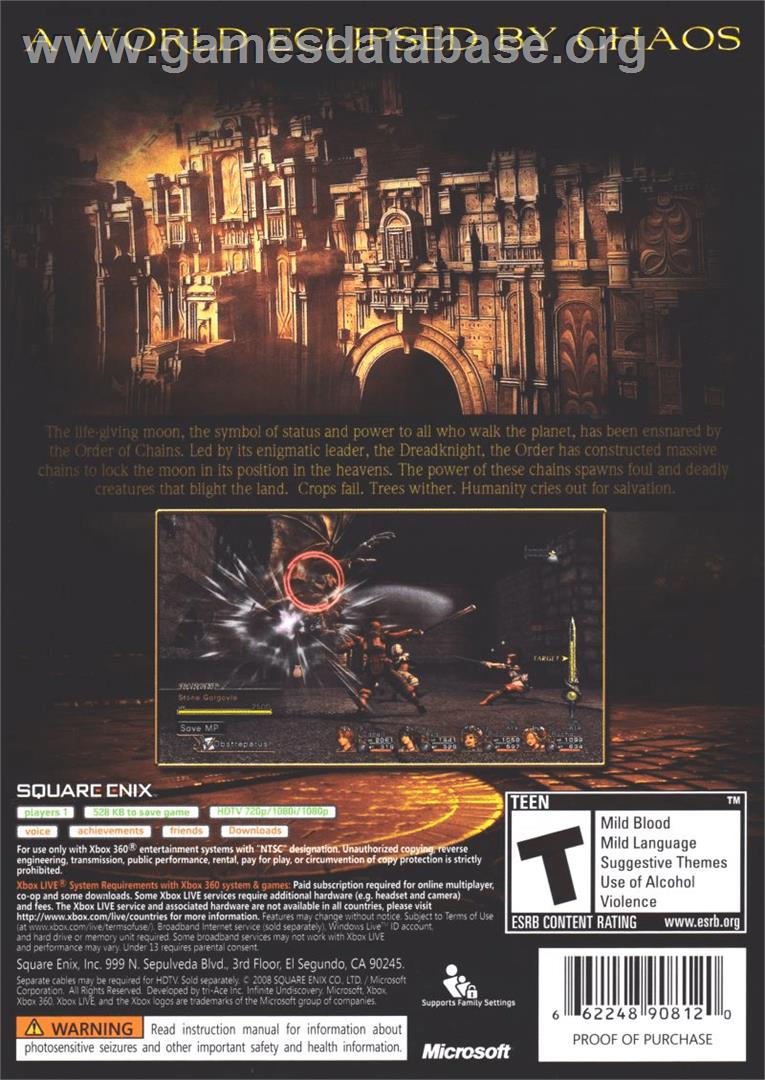 Infinite Undiscovery - Microsoft Xbox 360 - Artwork - Box Back