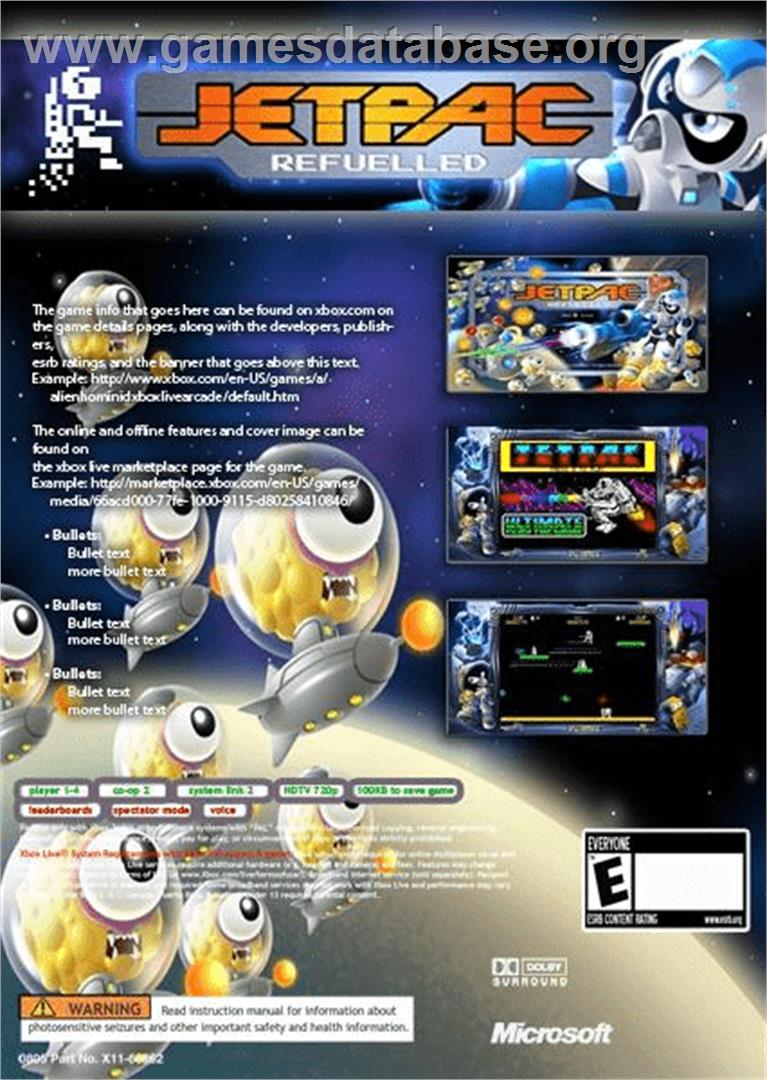 Jetpac Refuelled - Microsoft Xbox 360 - Artwork - Box Back