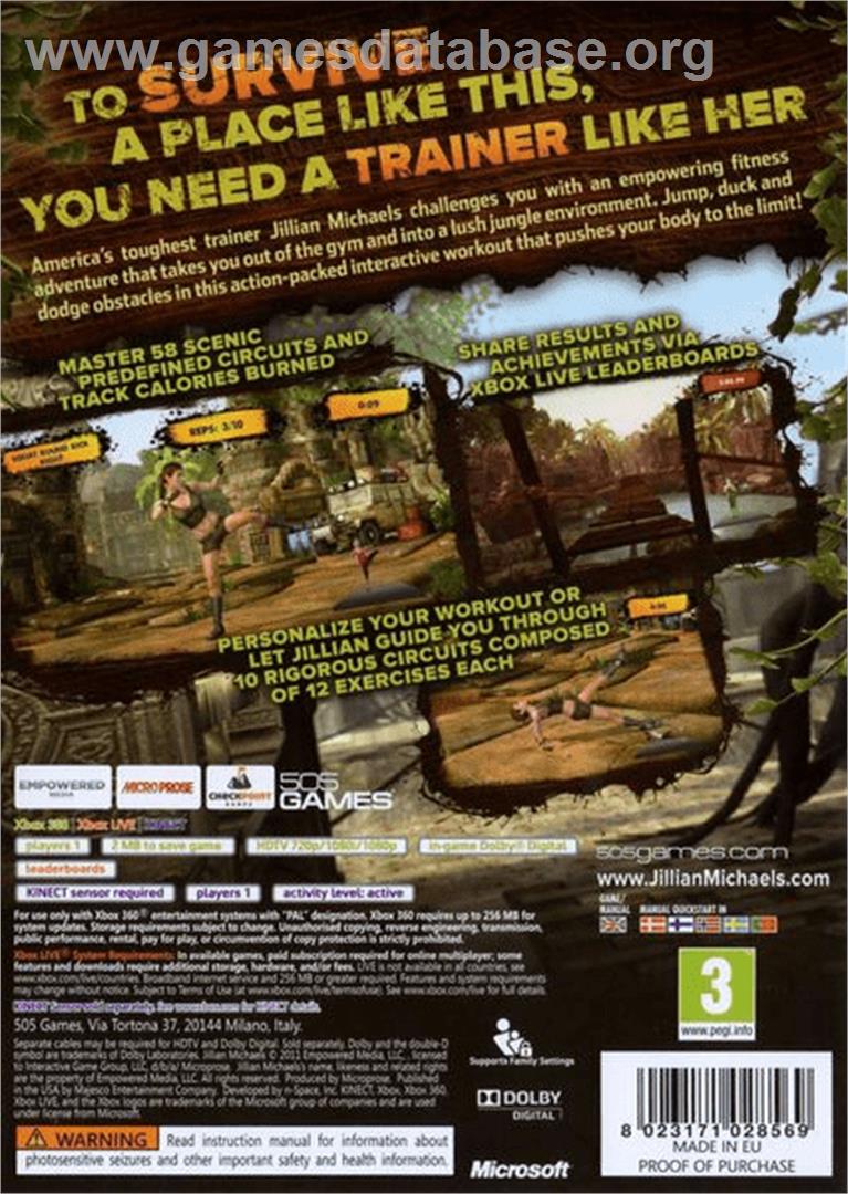 Jillian Michaels Fitness Adventure - Microsoft Xbox 360 - Artwork - Box Back