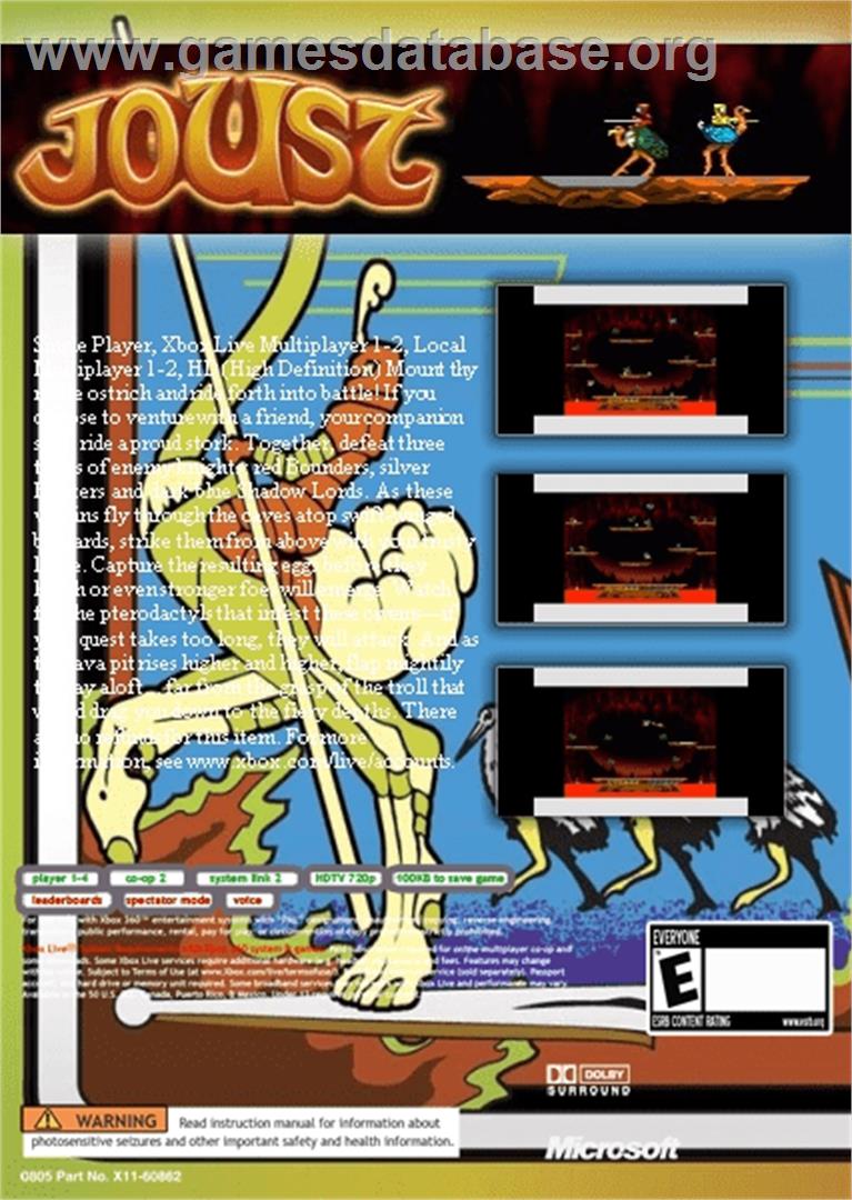 Joust - Microsoft Xbox 360 - Artwork - Box Back