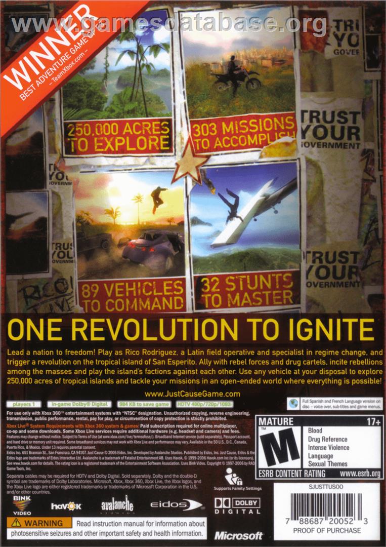 Just Cause - Microsoft Xbox 360 - Artwork - Box Back