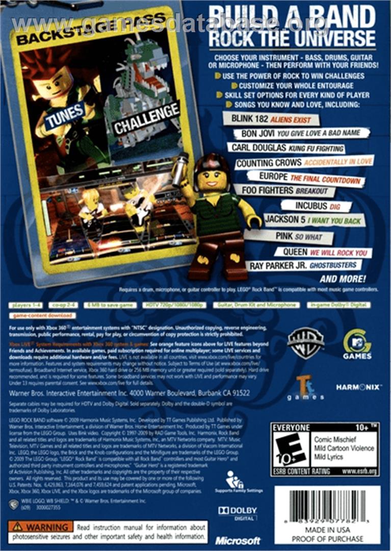 LEGO Rock Band - Microsoft Xbox 360 - Artwork - Box Back