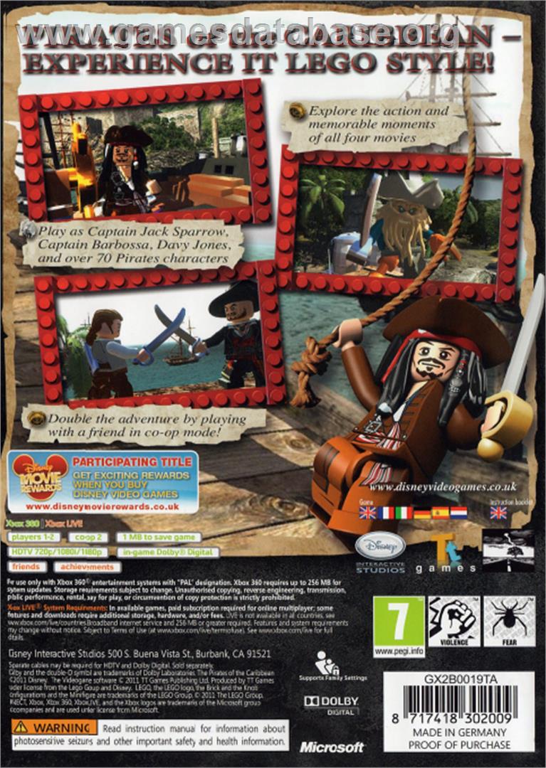 Lego Pirates Des Caraïbes - Le Jeu Vidéo - Microsoft Xbox 360 - Artwork - Box Back