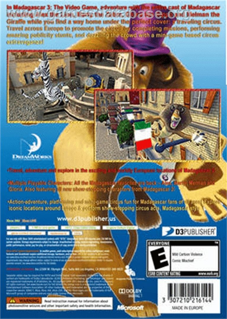 Madagascar 3 - Bons Baisers D'europe - Microsoft Xbox 360 - Artwork - Box Back