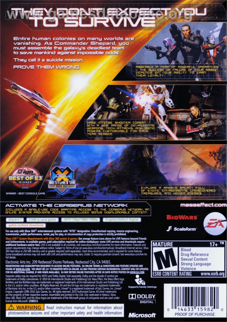 Mass Effect 2 - Microsoft Xbox 360 - Artwork - Box Back