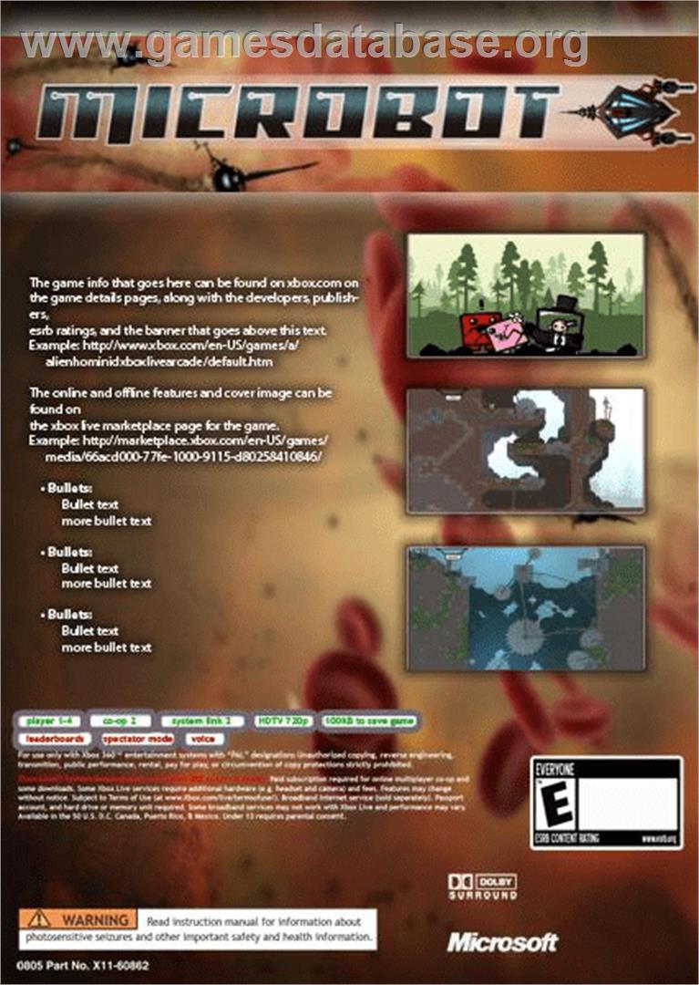 Microbot - Microsoft Xbox 360 - Artwork - Box Back