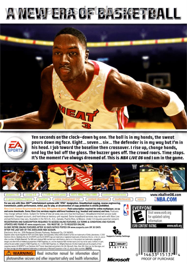 NBA LIVE 06 - Microsoft Xbox 360 - Artwork - Box Back
