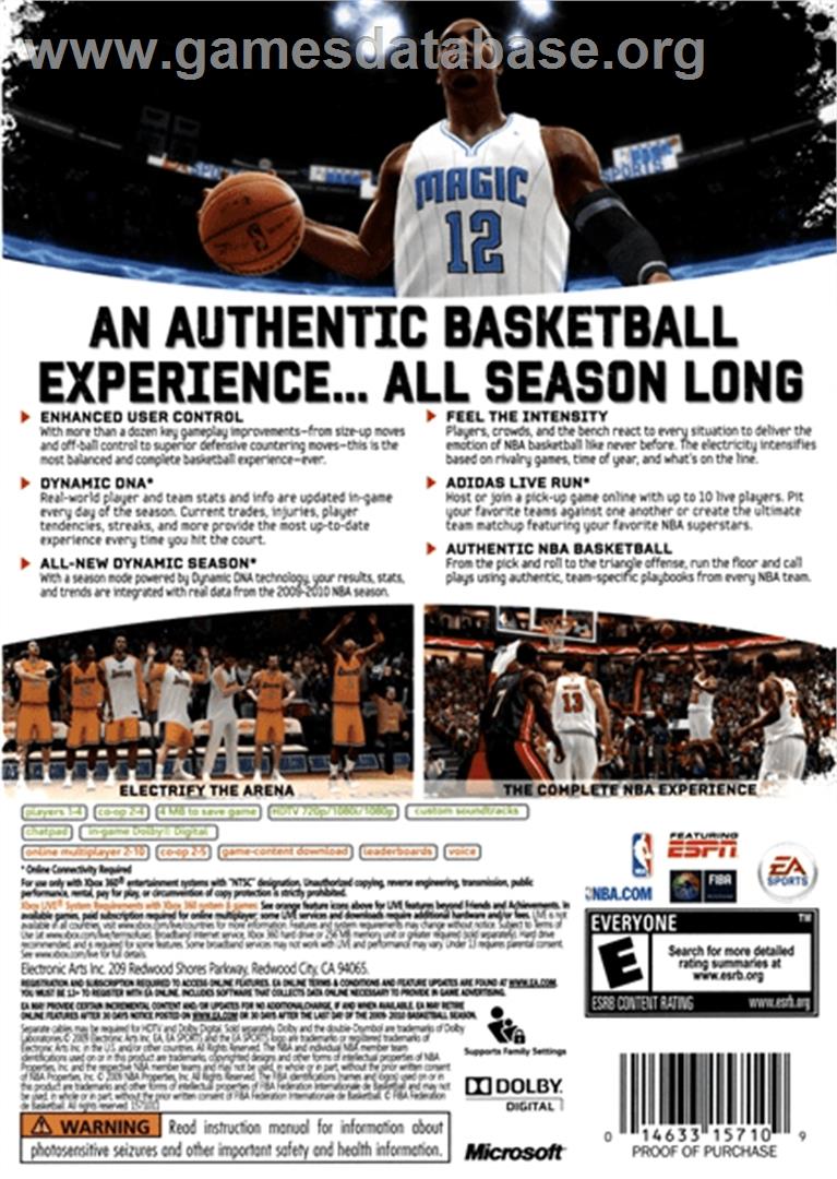 NBA LIVE 10 - Microsoft Xbox 360 - Artwork - Box Back
