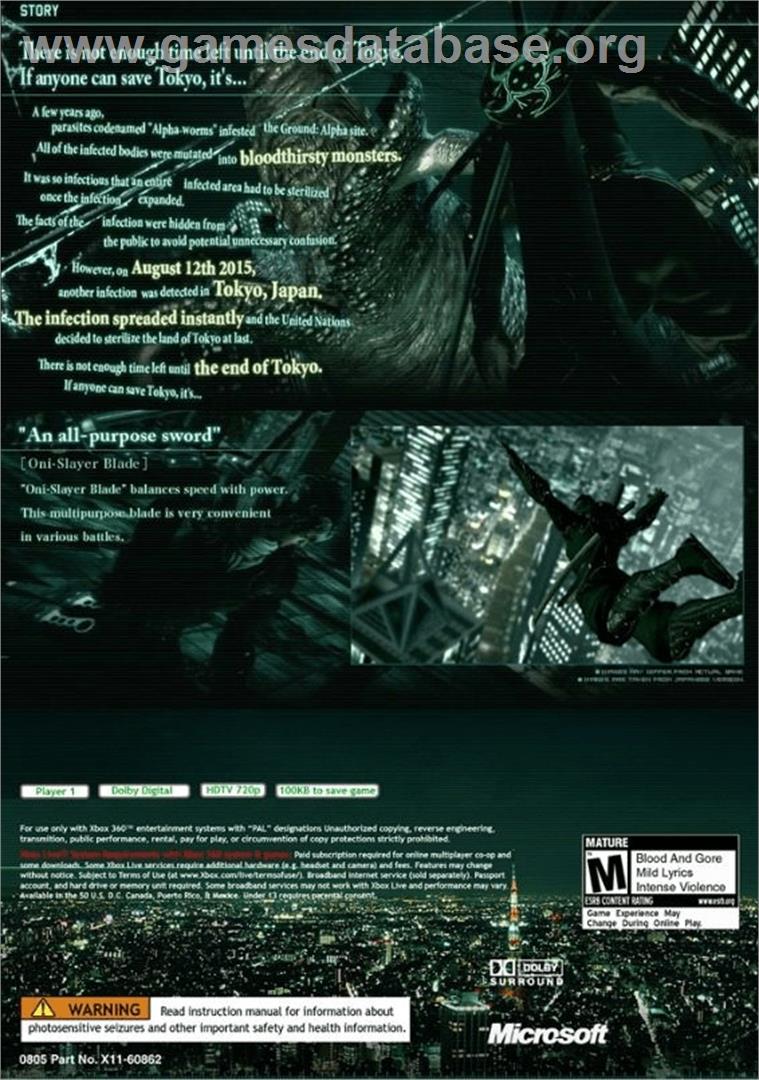 NINJA BLADE - Microsoft Xbox 360 - Artwork - Box Back