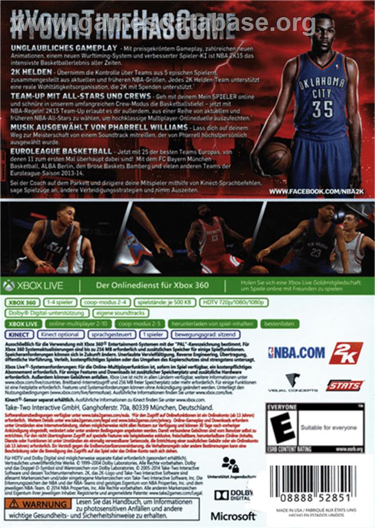 Nba 2k15 - Microsoft Xbox 360 - Artwork - Box Back