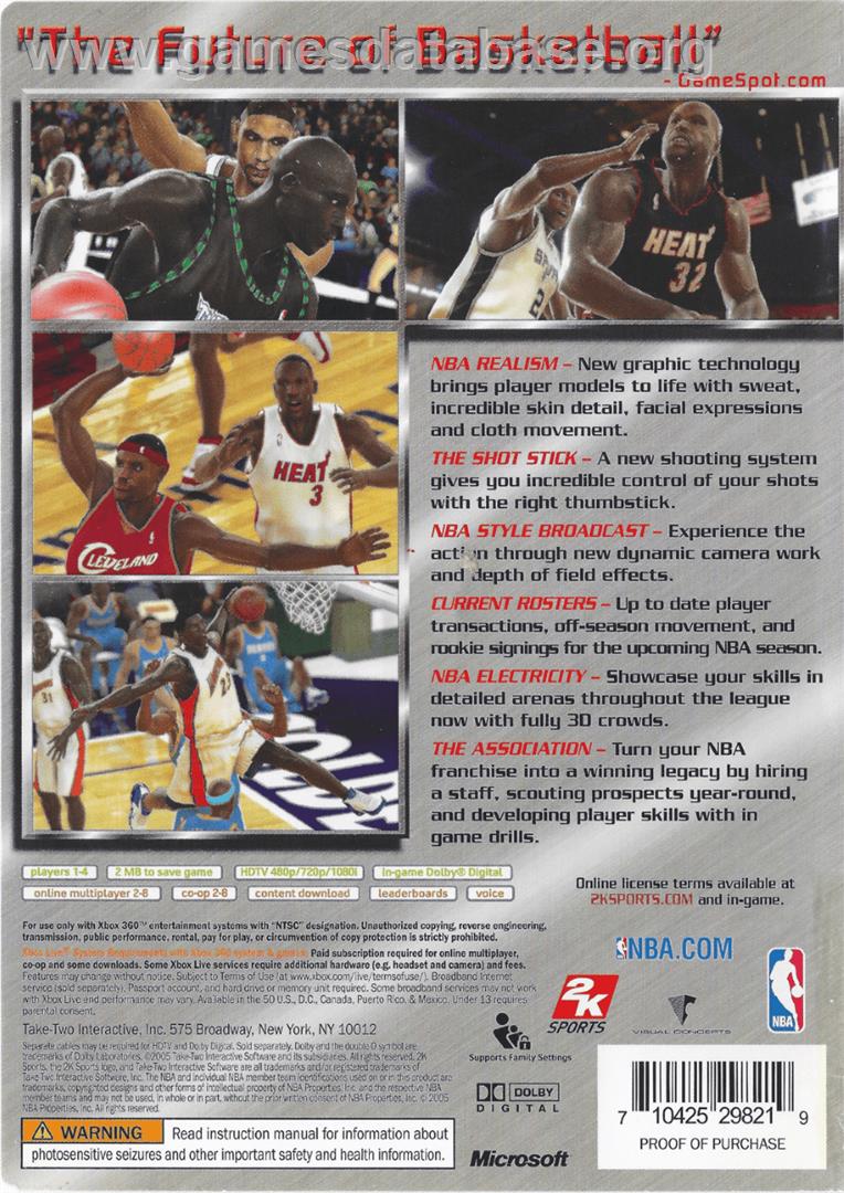Nba 2k6 - Microsoft Xbox 360 - Artwork - Box Back