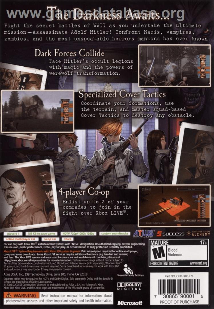 Operation Darkness - Microsoft Xbox 360 - Artwork - Box Back