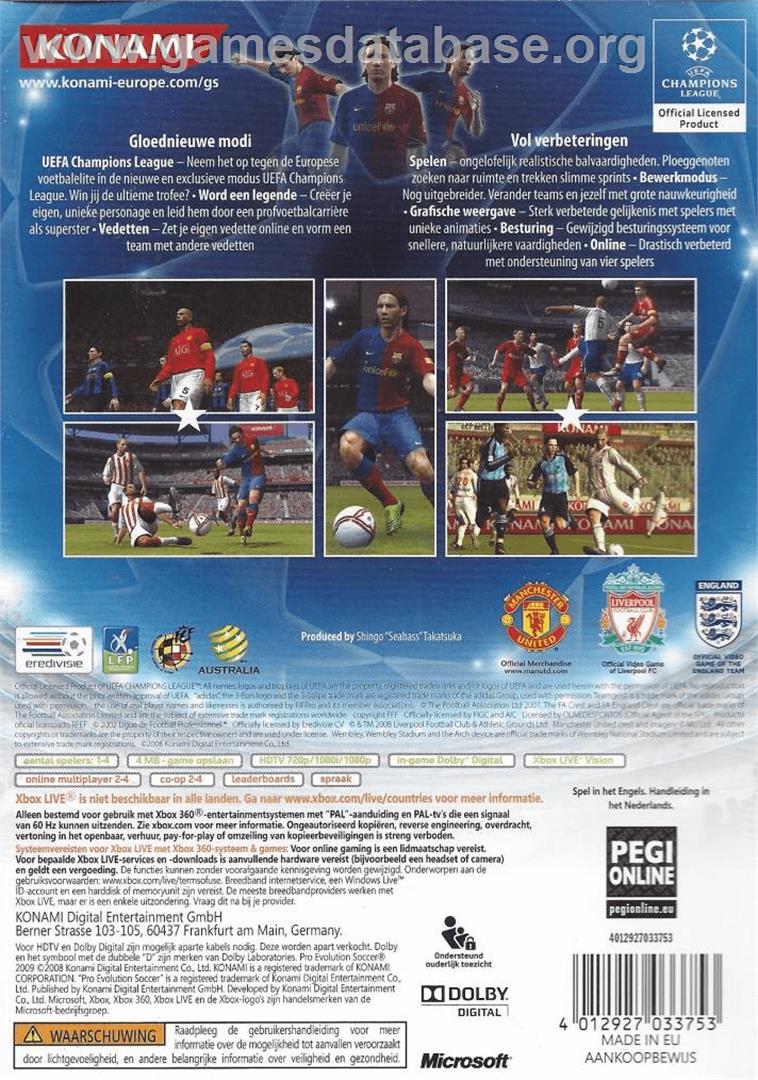 PES 2009 - Pro Evolution Soccer - Microsoft Xbox 360 - Artwork - Box Back