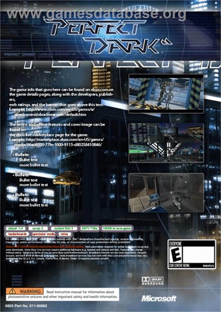 Perfect Dark - Microsoft Xbox 360 - Artwork - Box Back