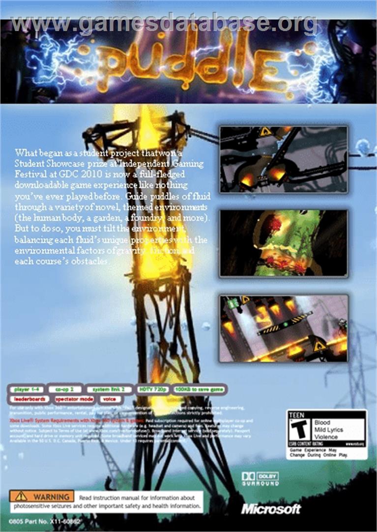 Puddle - Microsoft Xbox 360 - Artwork - Box Back