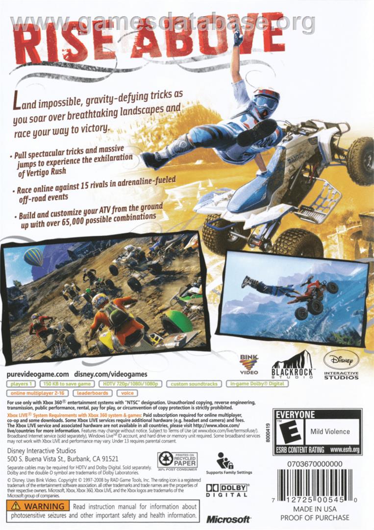 Pure - Microsoft Xbox 360 - Artwork - Box Back